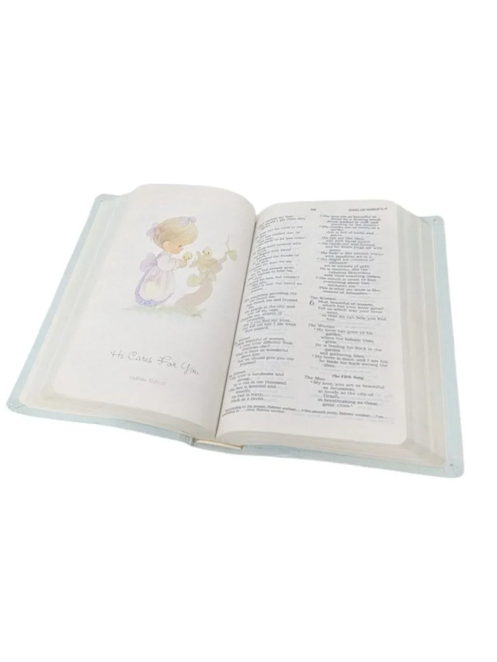 Vintage 1980s Precious Moments Blue Holy Bible Catholic Edition Today's English